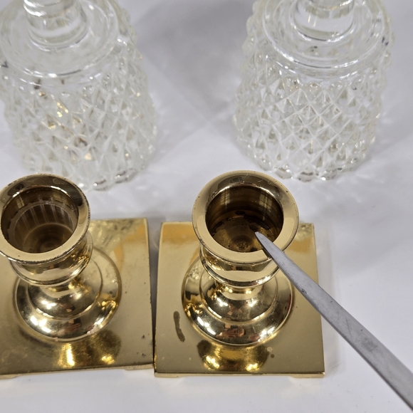 Vintage Quilted Diamond Partylite Votive Candle Holder Glass Sconce PAIR MCM - Picture 16 of 17